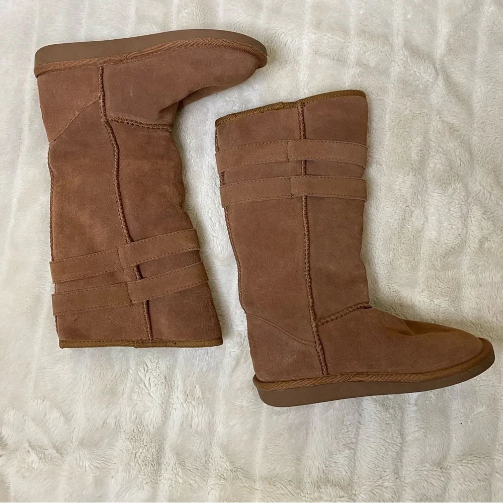 Emu Wool Tan Brown Winter Snow Boots with Buckle Accents Casual Size 6